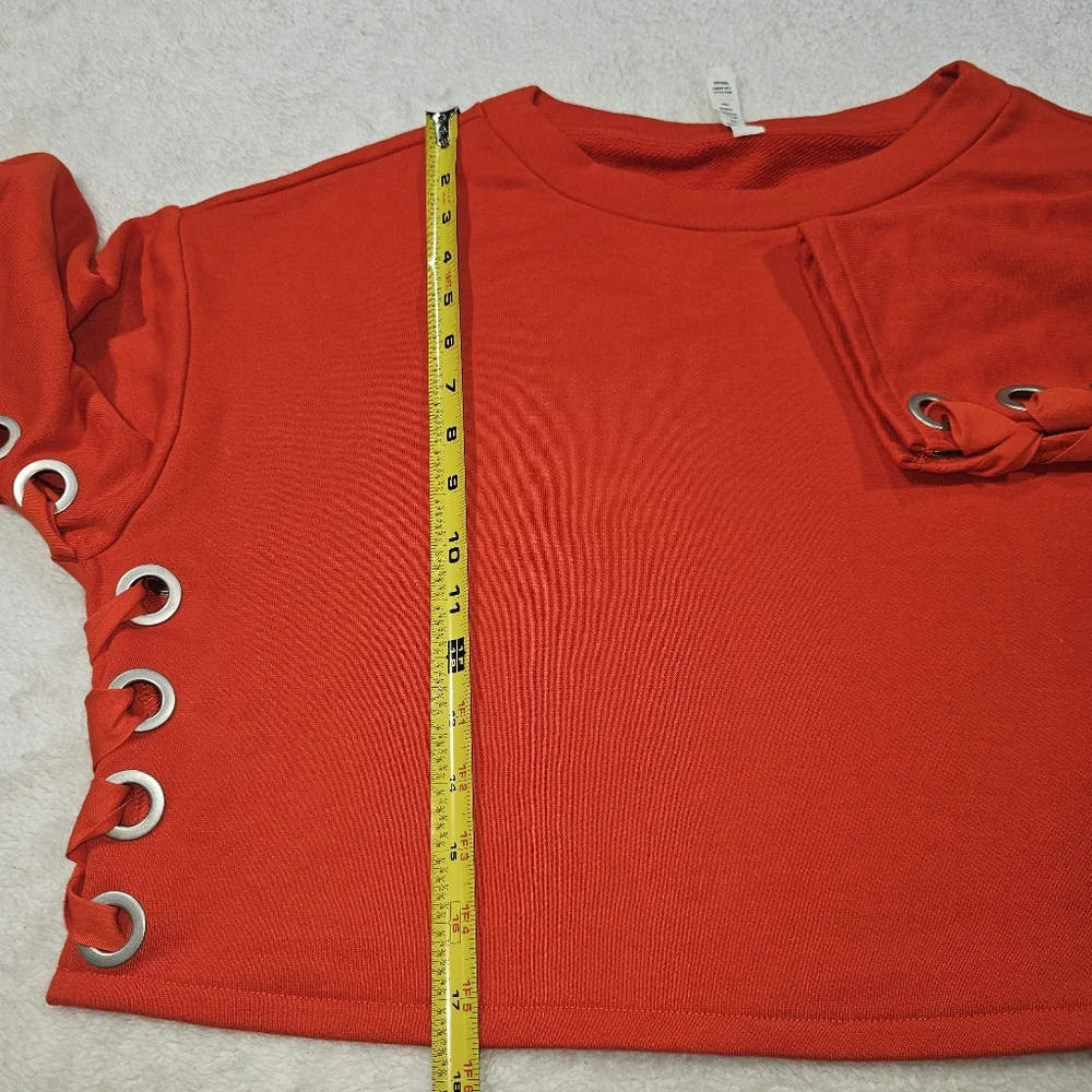 Alo Yoga Suspension Pullover Lace Up Sweater - Cherry Red Size S
